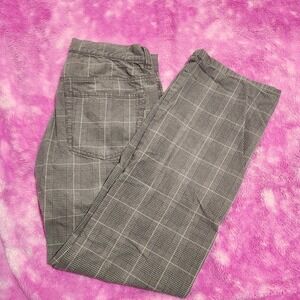 Fink Clothing Mens Glen Plaid Pants Grey 100% Cotton Straight Leg 28x30